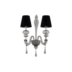 2 Light Wall Lamp with Black Lampshades