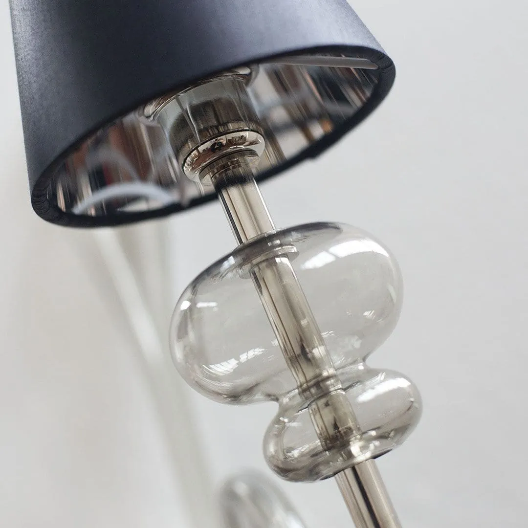 2 Light Wall Lamp with Black Lampshades