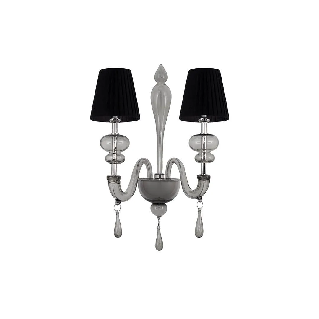 2 Light Wall Lamp with Black Lampshades