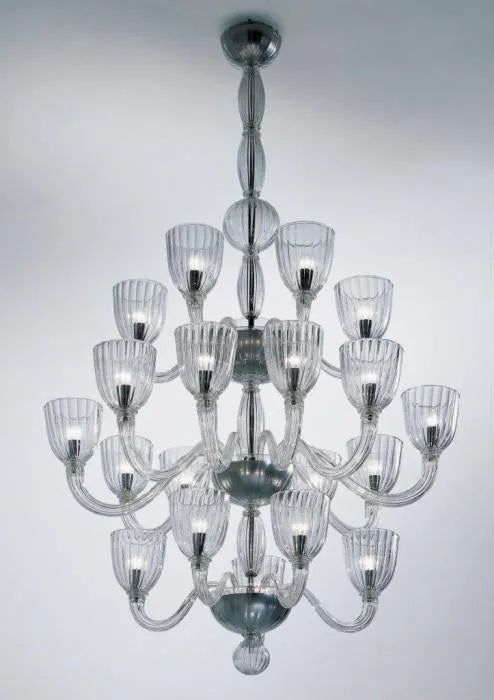 20 Light Martinengo Art Murano Glass Deco Chandelier From Venini