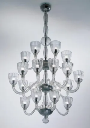 20 Light Martinengo Art Murano Glass Deco Chandelier From Venini