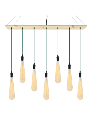47" x 9" Wood Chandelier: Teal with Amber Teardrops