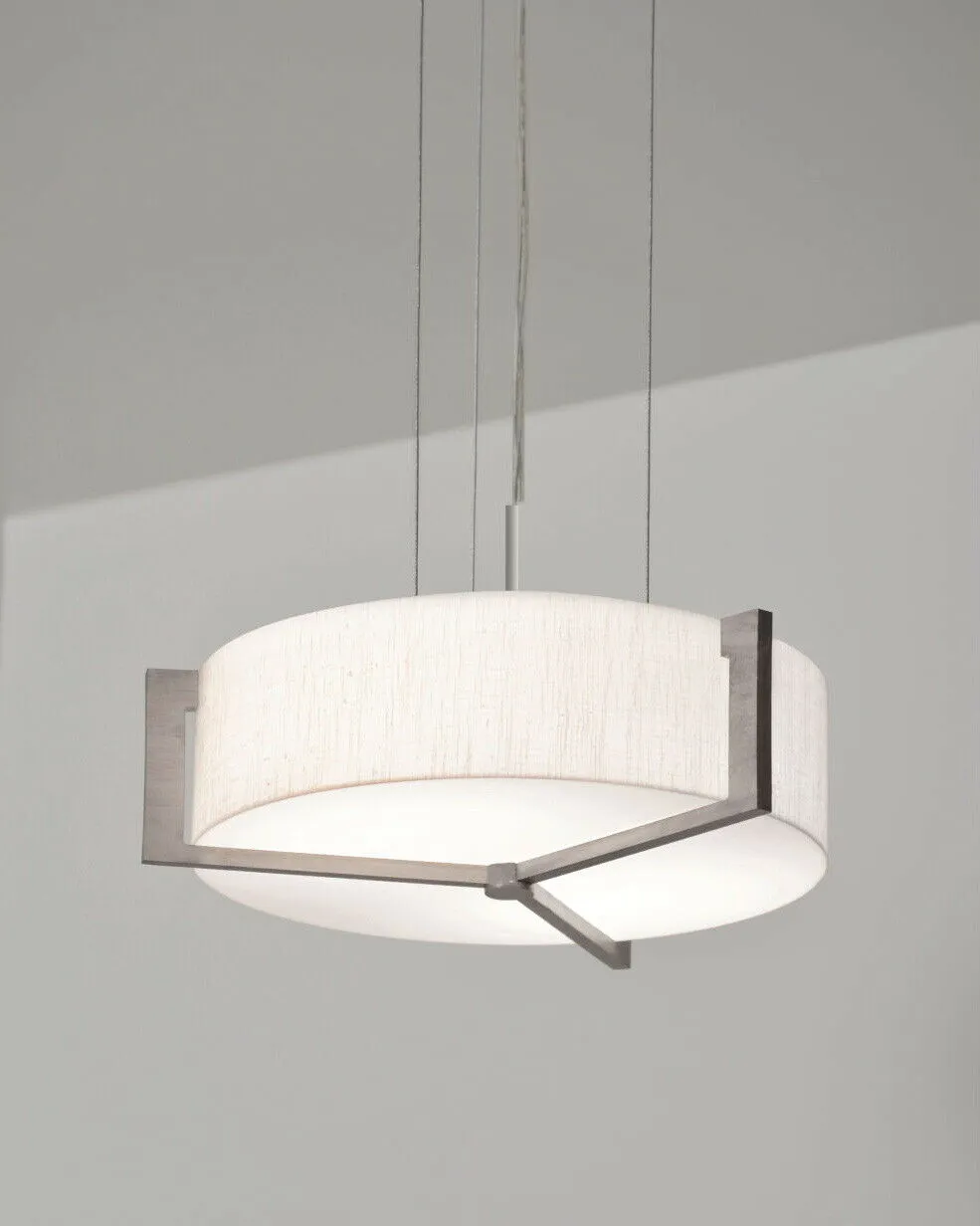 AFX APP152400L30D1WG-LW Apex Collection LED Pendant Chandelier in Weathered Grey Wood Finish with Fabric Shade