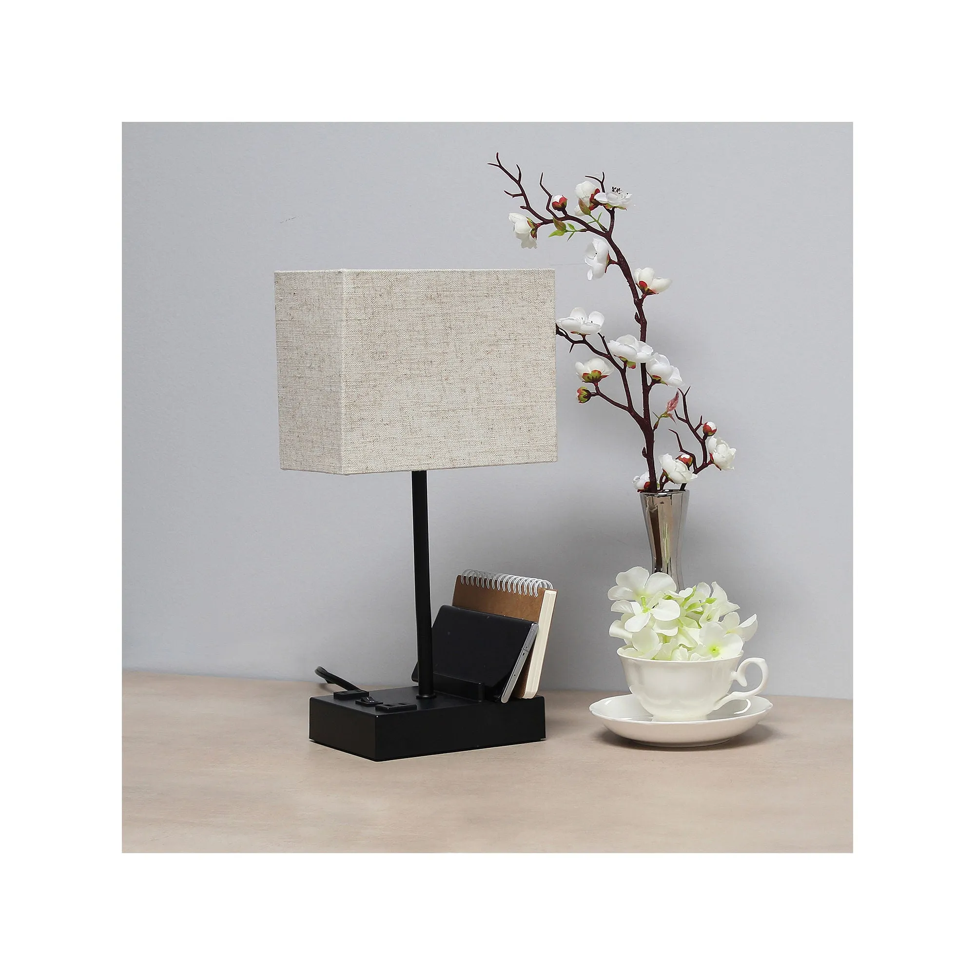 All The Rages Simple Designs 2 Usb Port Plastic Table Lamp LT1110-BGB - BLACK ONE SIZE