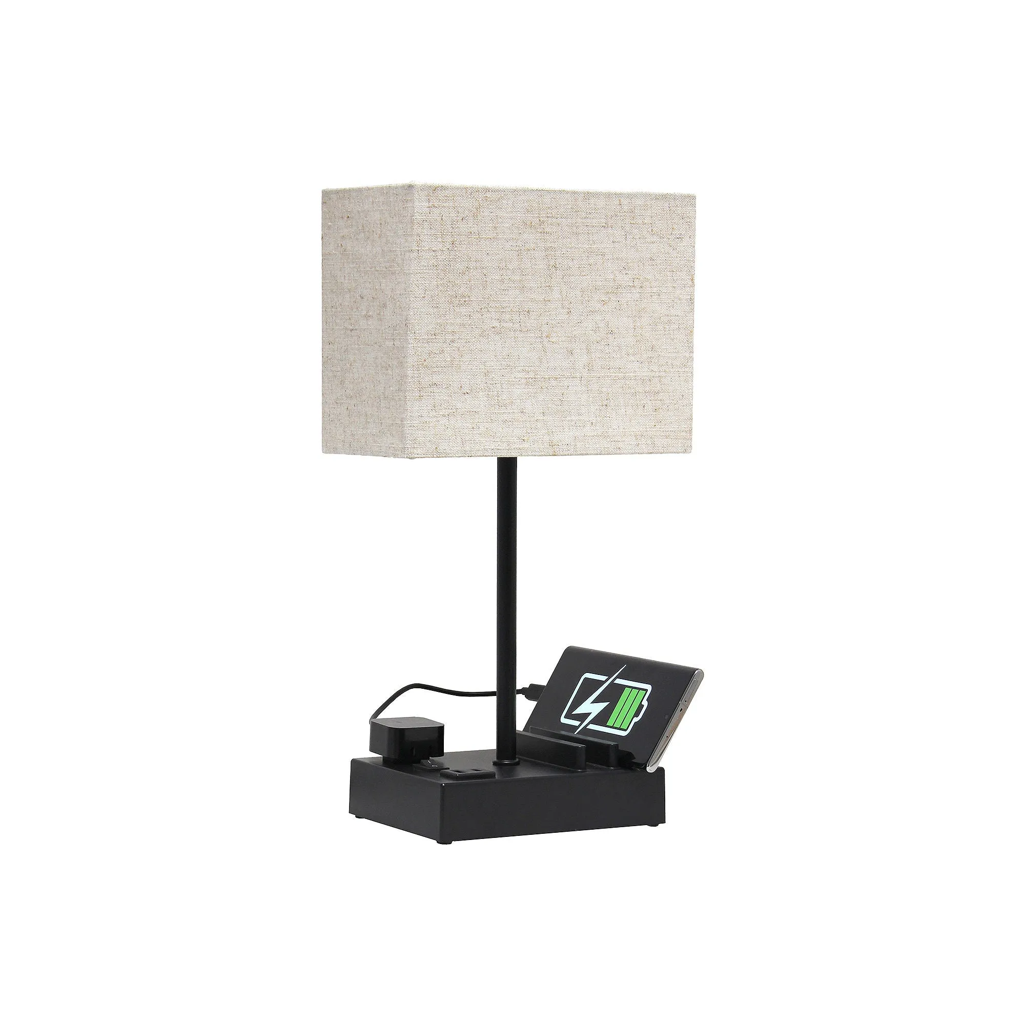 All The Rages Simple Designs 2 Usb Port Plastic Table Lamp LT1110-BGB - BLACK ONE SIZE