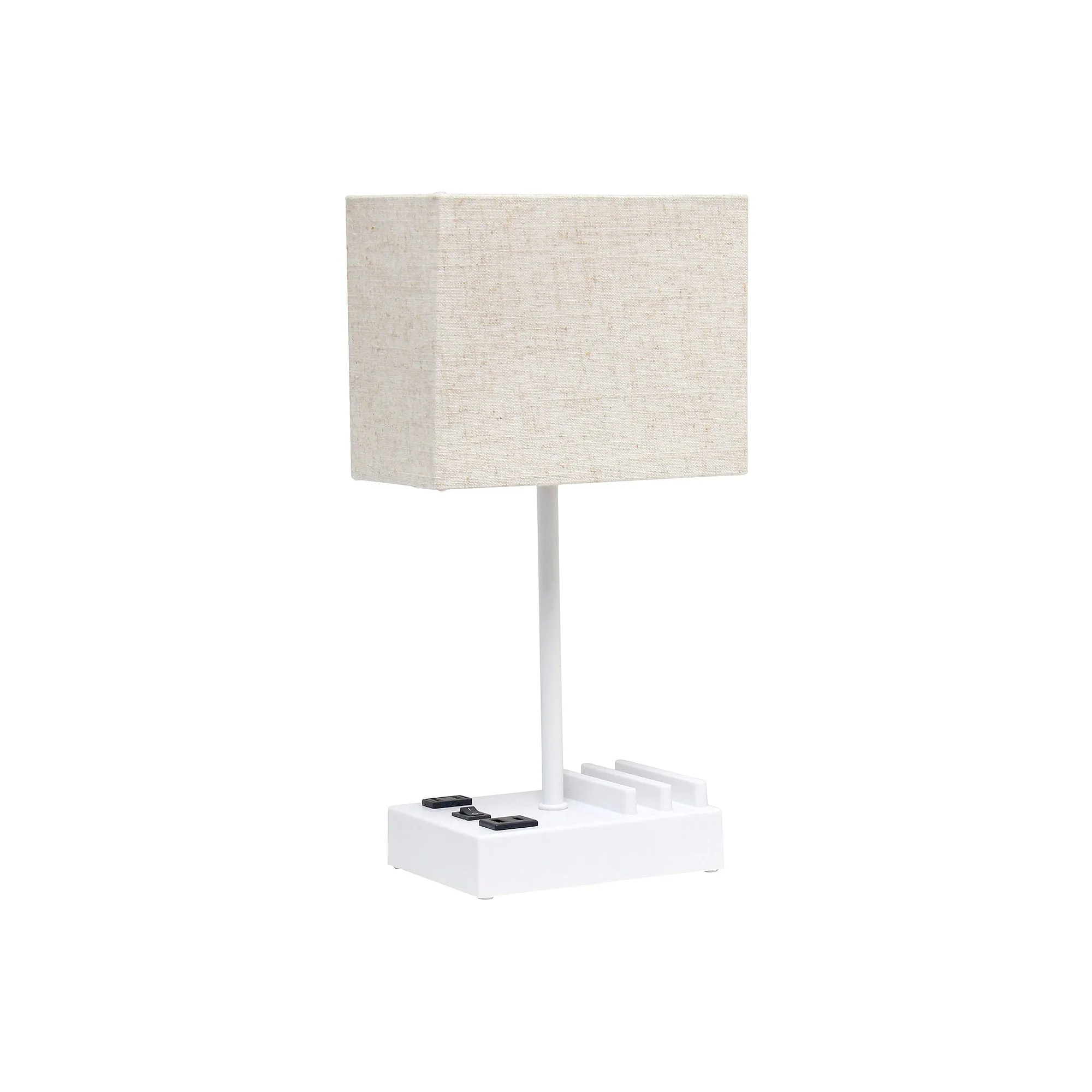 All The Rages Simple Designs 2 Usb Port Plastic Table Lamp LT1110-BGW - WHITE ONE SIZE