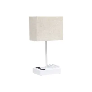 All The Rages Simple Designs 2 Usb Port Plastic Table Lamp LT1110-BGW - WHITE ONE SIZE