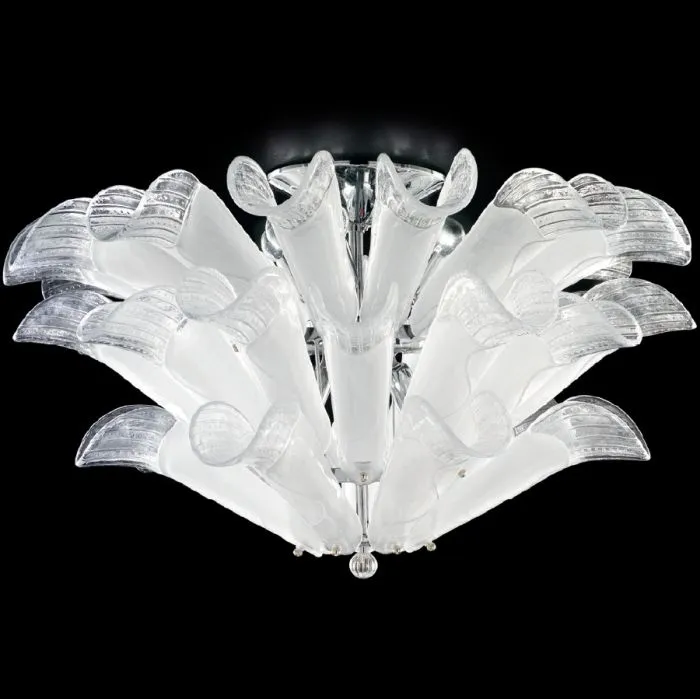 Amber White Or Pink Triple Murano Glass Ceiling Light