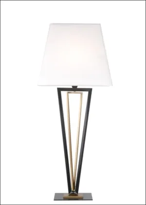 Art Deco Style Table Lamp With Angular Gold And Black Base
