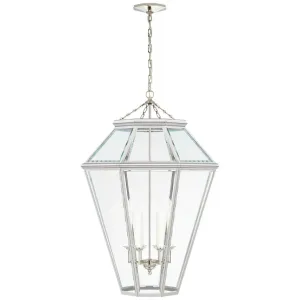 Arthur Large Lantern - Polished Nickel with Clear Glass