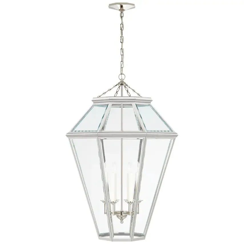 Arthur Large Lantern - Polished Nickel with Clear Glass