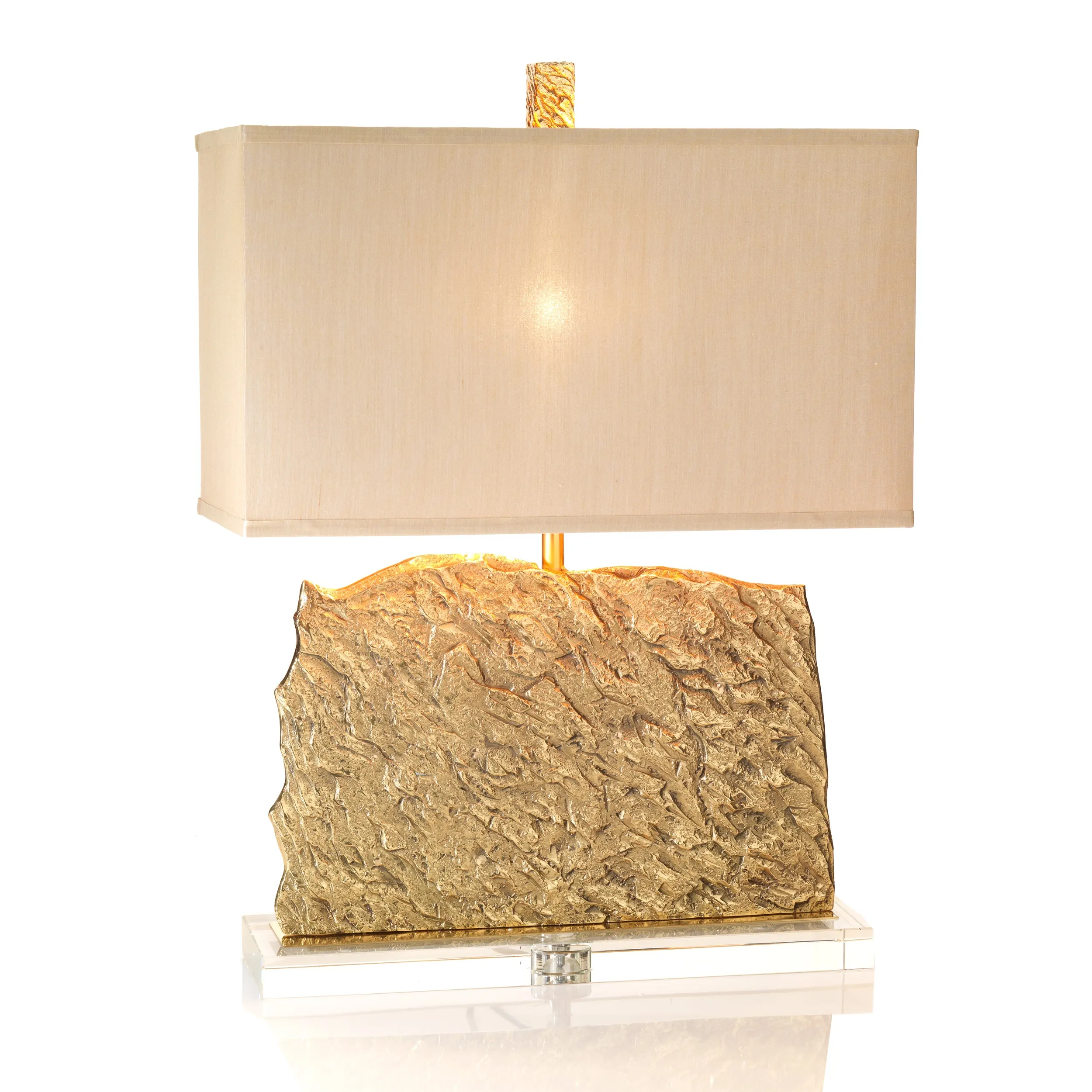 Beautiful Antique Brass Table Lamp With Linen Shade