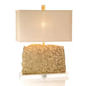 Beautiful Antique Brass Table Lamp With Linen Shade