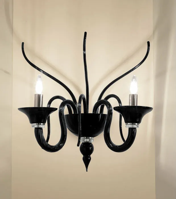 Black Italian Glass Wall Chandelier In The Venetian Style