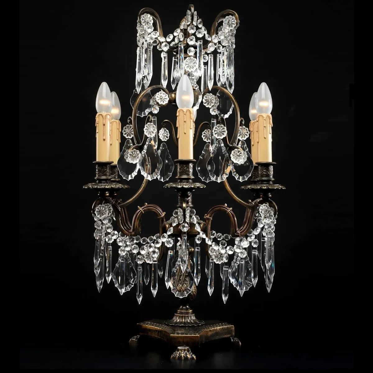 Bohemian Crystal Table Light On A French Gold Frame