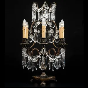 Bohemian Crystal Table Light On A French Gold Frame