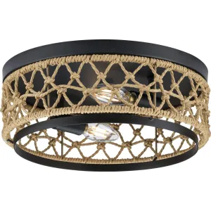 Chandra Collection 12 in. Two-Light Flush Mount with Woven Shade