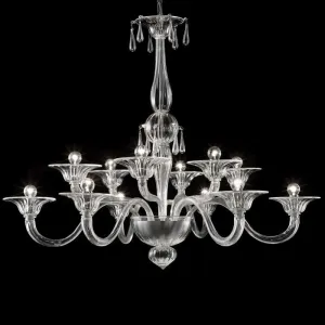 Classic Clear Murano Venetian-Style  Chandelier In 3 Sizes