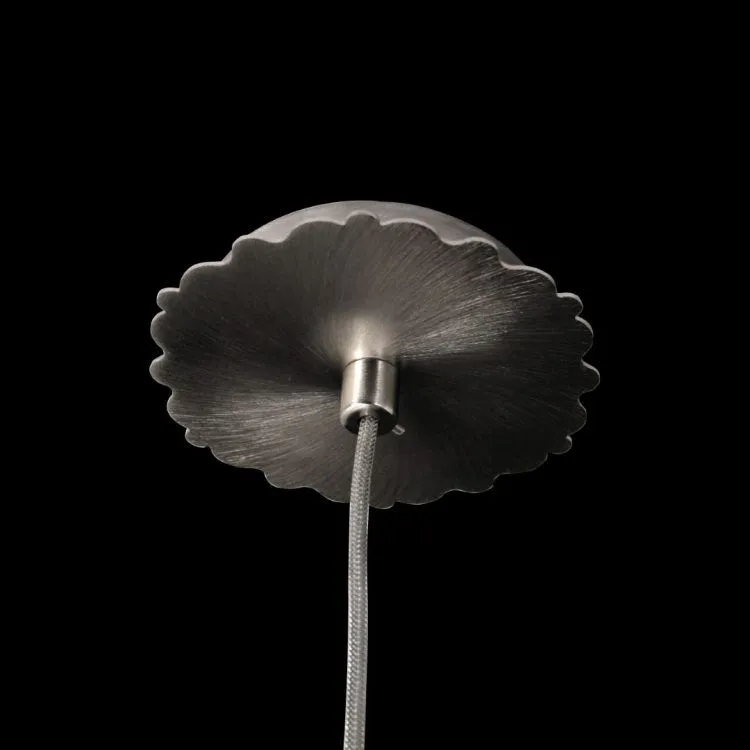 Clear Floral Single Ceiling Pendant With Satin Nickel Frame