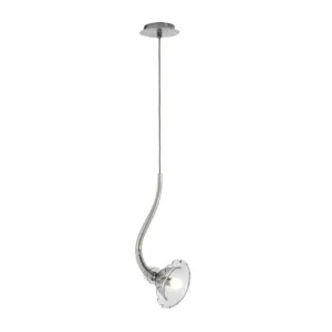 Clear Floral Single Ceiling Pendant With Satin Nickel Frame