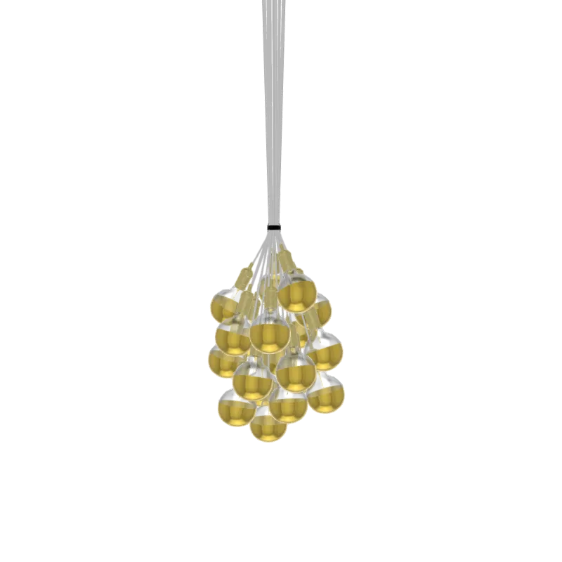 Cluster Chandelier - Grape: White with Brass Dipped Bulbs