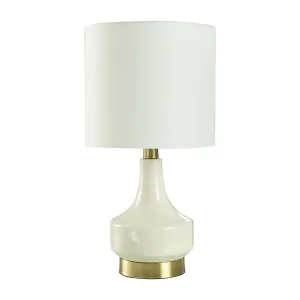 Collective Design By Stylecraft Ivory Gourd With Brass Table Lamp Ivory