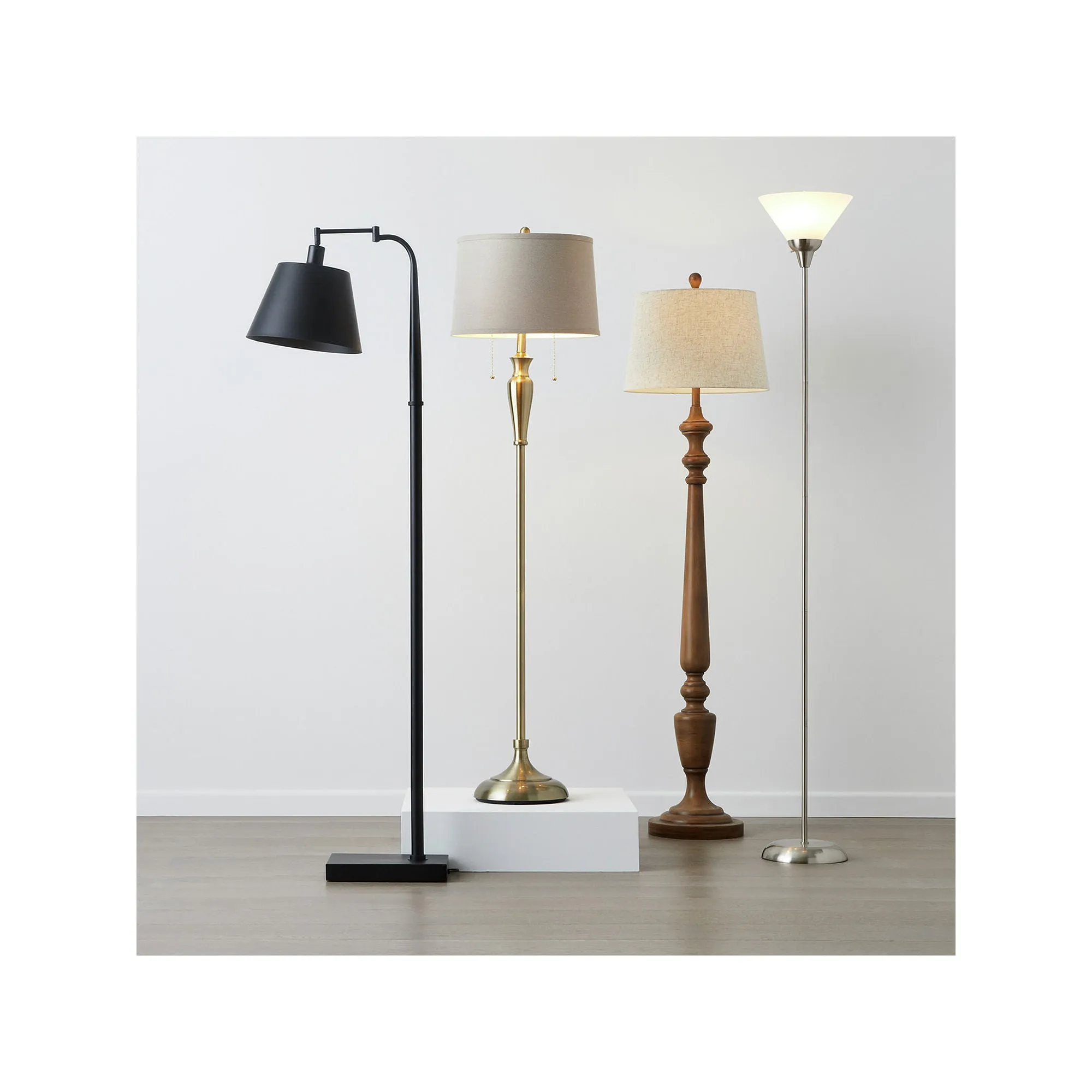 Collective Design By Stylecraft Matte Black Metal Floor Lamp TL77034JCADS - SATIN BLACK ONE SIZE