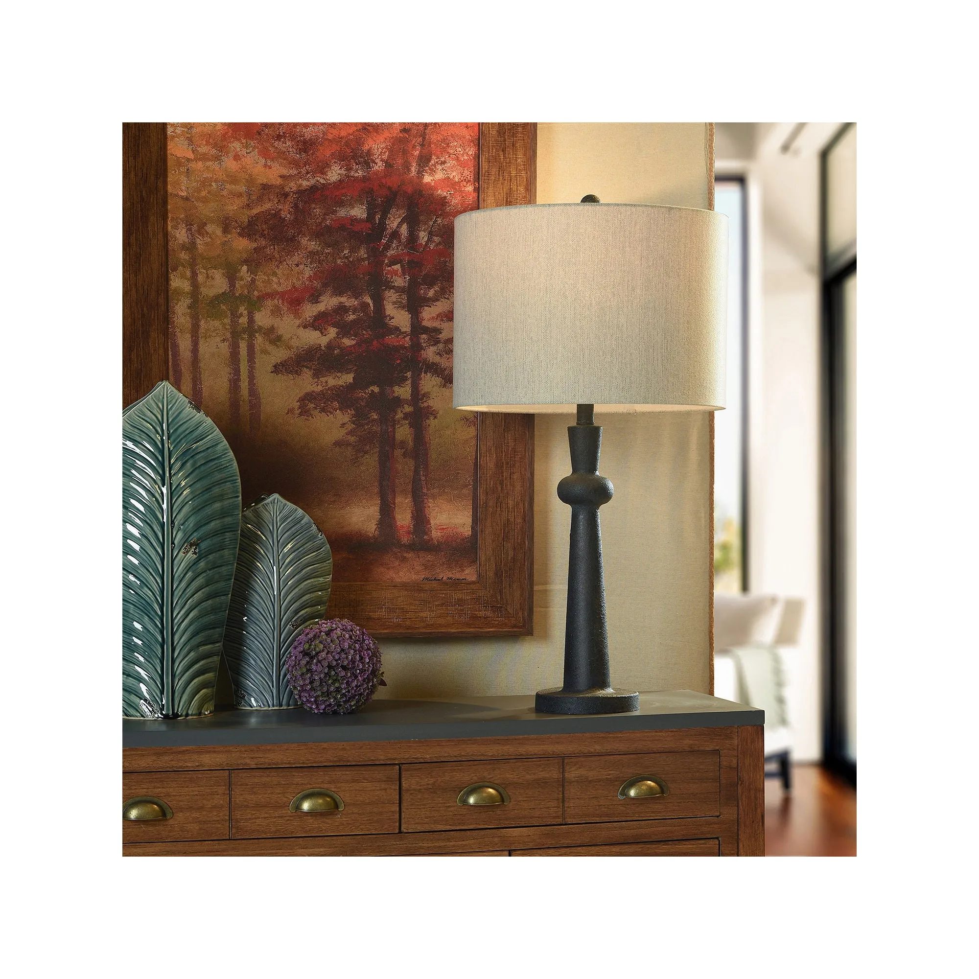 Collective Design By Stylecraft Textured Dark Bronze Iron Table Lamp Textured Dark Bronze