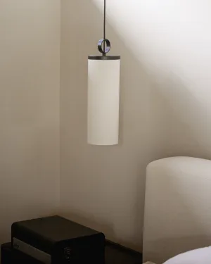 Contemporary Linen Cylindrical Pendant Light