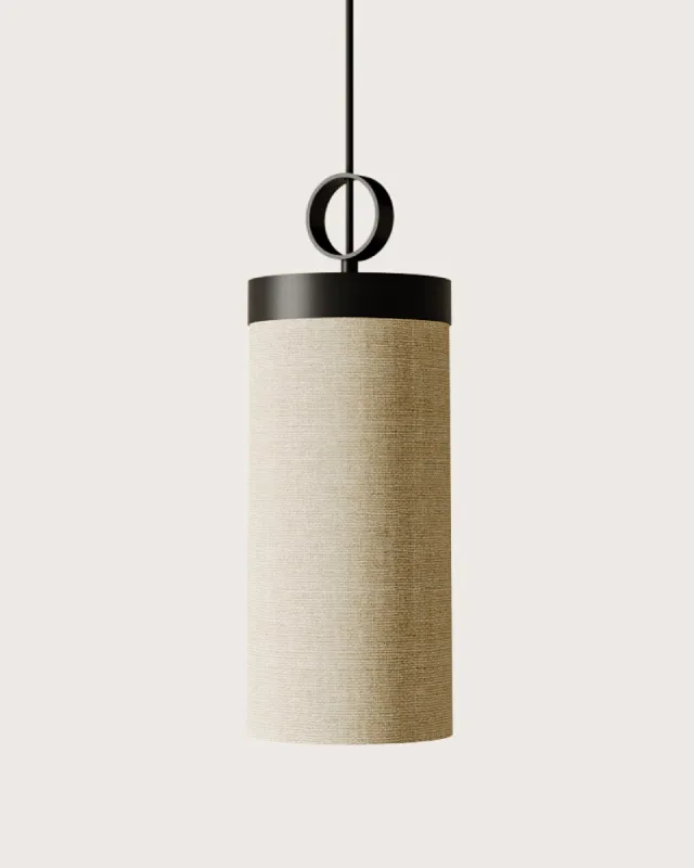 Contemporary Linen Cylindrical Pendant Light