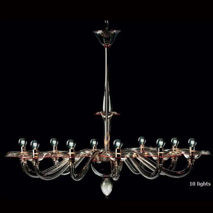 Contemporary Murano Glass Chandelier With Coloured Trim