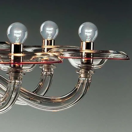 Contemporary Murano Glass Chandelier With Coloured Trim