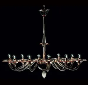 Contemporary Murano Glass Chandelier With Coloured Trim
