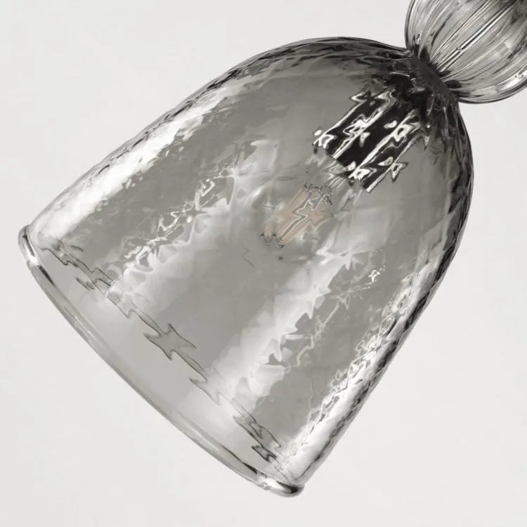 Contemporary Ribbed Grey Glass Pendant