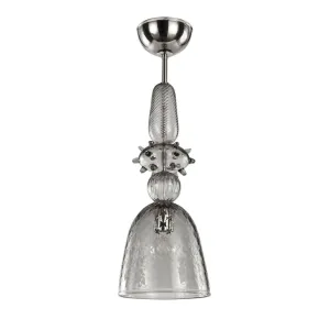Contemporary Ribbed Grey Glass Pendant