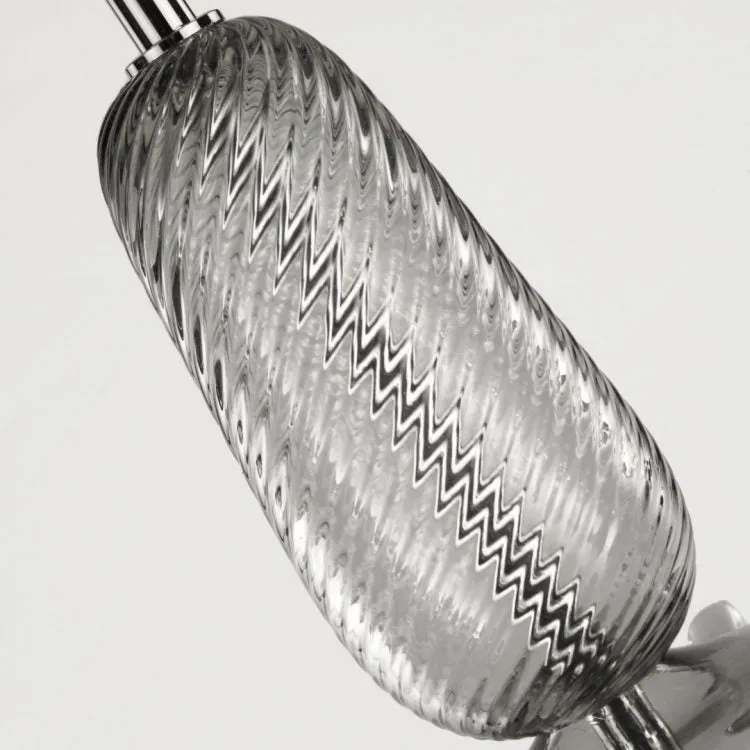 Contemporary Ribbed Grey Glass Pendant