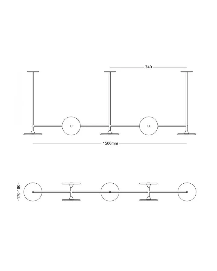 Coral 7lt Linear Rod Pendant