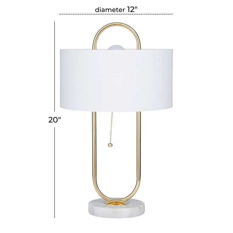 COSMOLIVING BY COSMOPOLITAN WHITE METAL PAPER CLIP ACCENT LAMP WITH MARBLE BASE