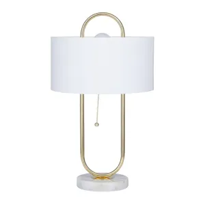 COSMOLIVING BY COSMOPOLITAN WHITE METAL PAPER CLIP ACCENT LAMP WITH MARBLE BASE