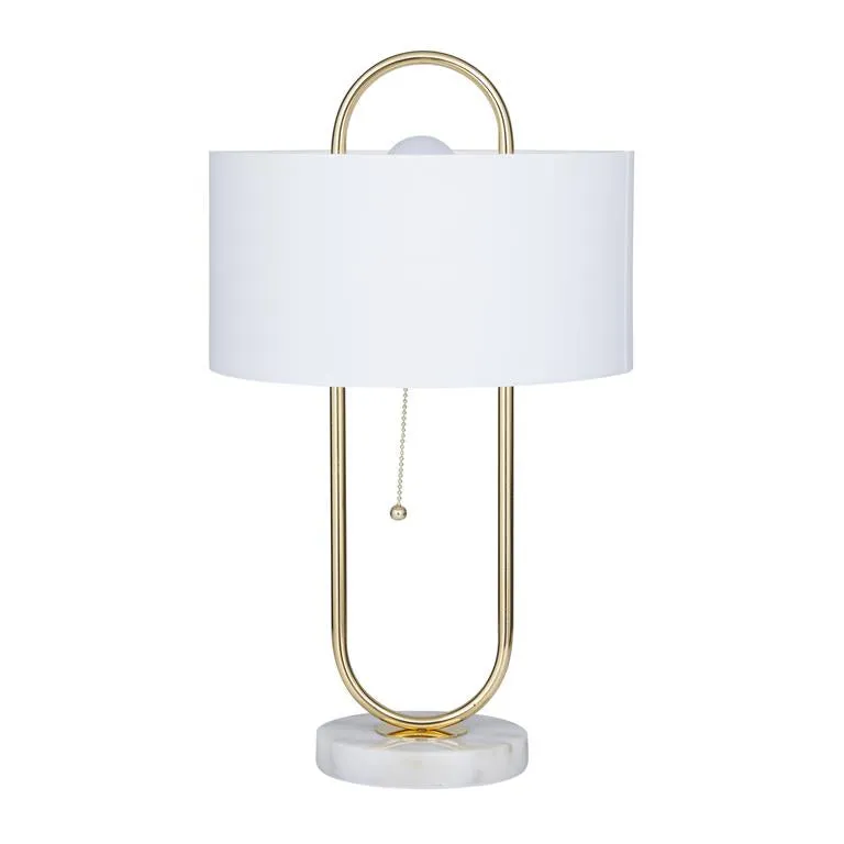 COSMOLIVING BY COSMOPOLITAN WHITE METAL PAPER CLIP ACCENT LAMP WITH MARBLE BASE