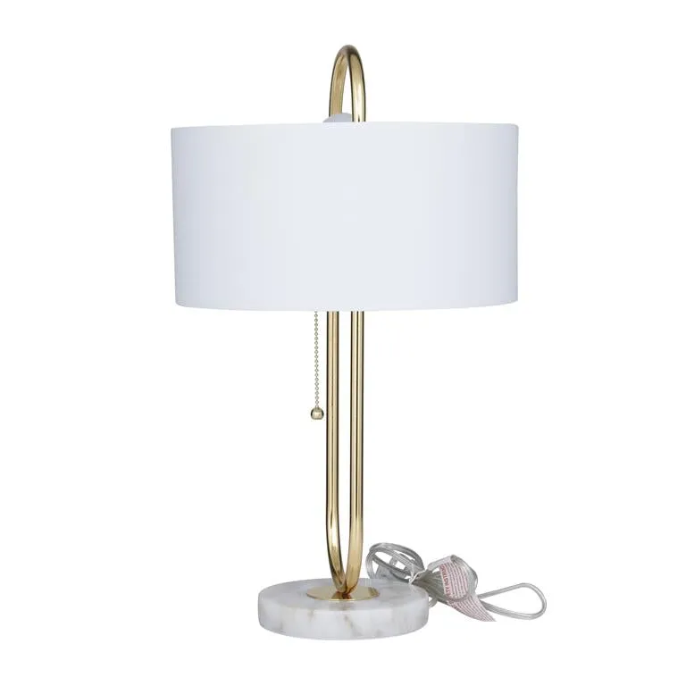 COSMOLIVING BY COSMOPOLITAN WHITE METAL PAPER CLIP ACCENT LAMP WITH MARBLE BASE