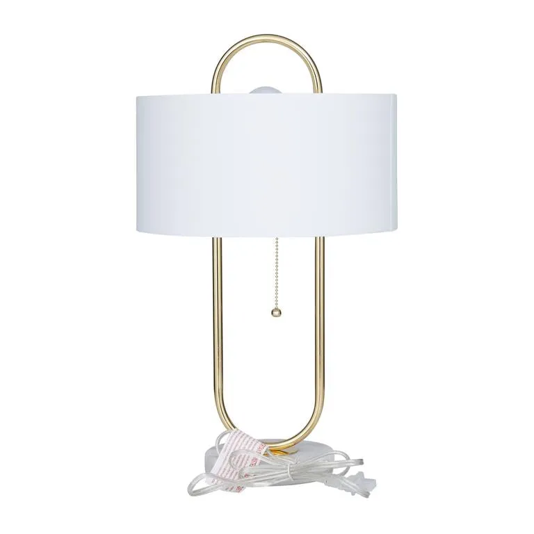 COSMOLIVING BY COSMOPOLITAN WHITE METAL PAPER CLIP ACCENT LAMP WITH MARBLE BASE