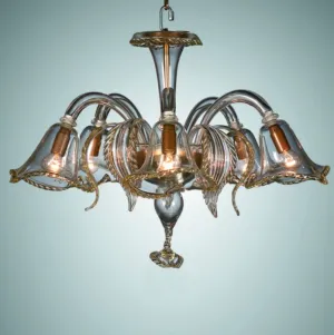 Crystal And Amber Coloured Murano Chandelier
