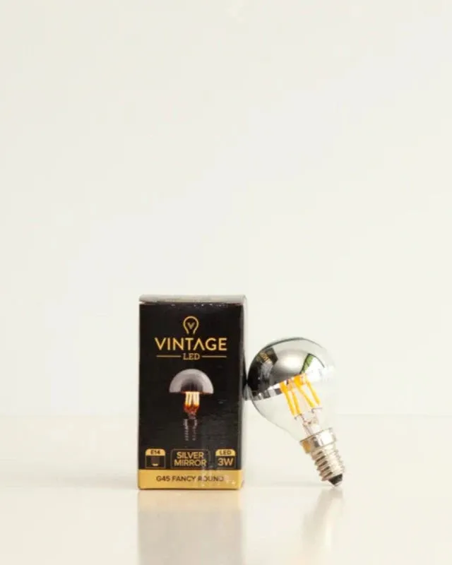 Dimmable E14 LED Silver Cap | G45 | 3W | 2200K | SALE