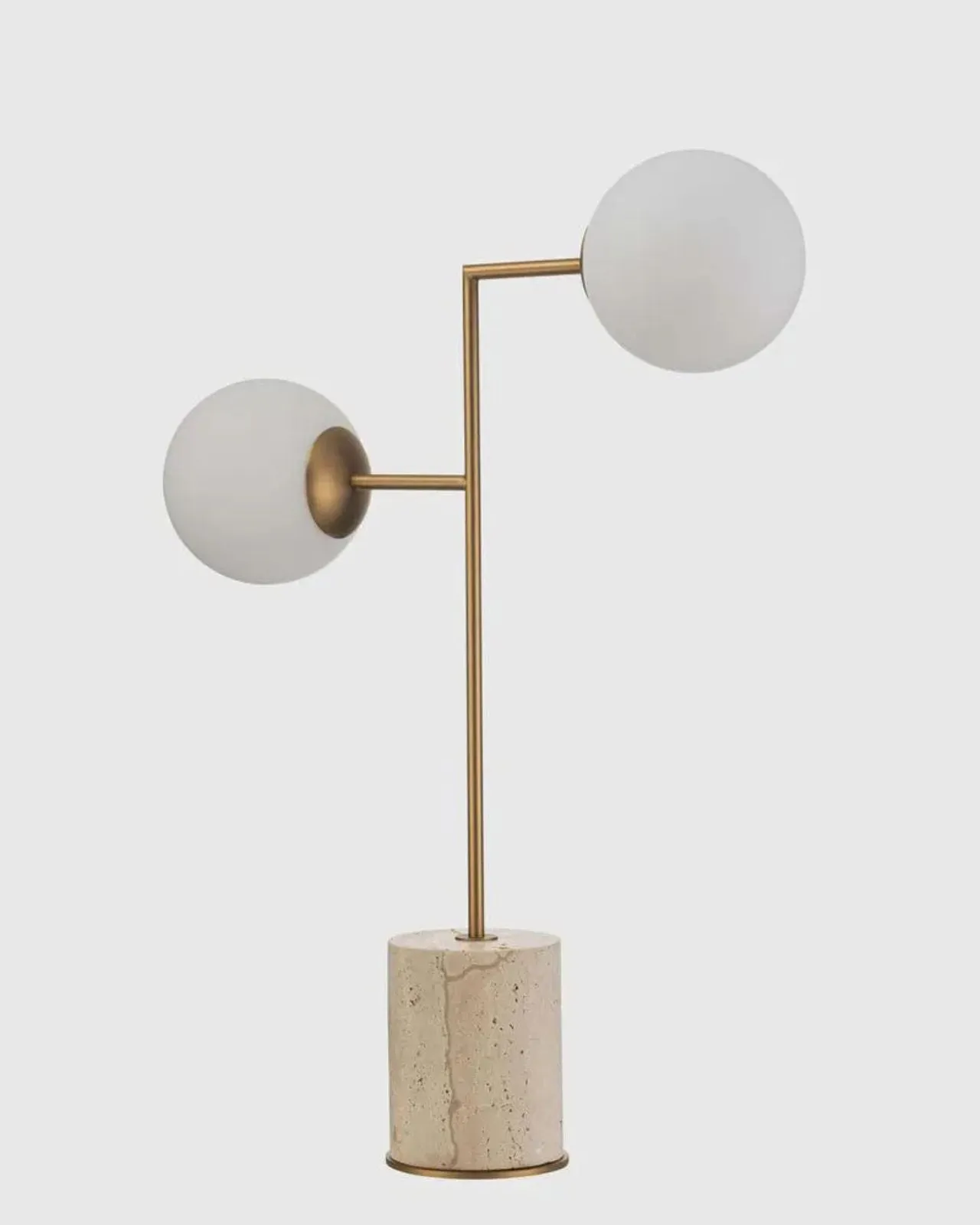 Double Orb Travertine Table Lamp