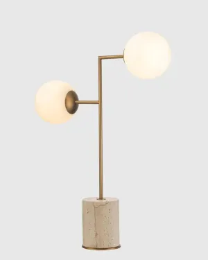 Double Orb Travertine Table Lamp
