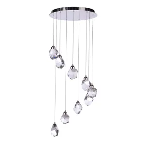 Euclid 9 Light LED Chandelier - Polished Nickel