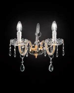 Exquisitely-Crafted Chrome Or Gold Italian Wall Light With Asfour Crystal Decoration