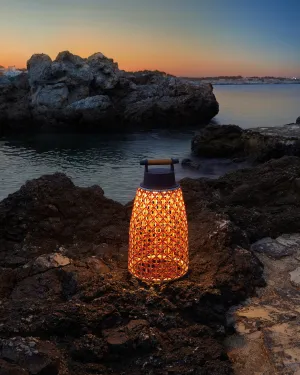 Exterior Woven Conical Portable Lamp