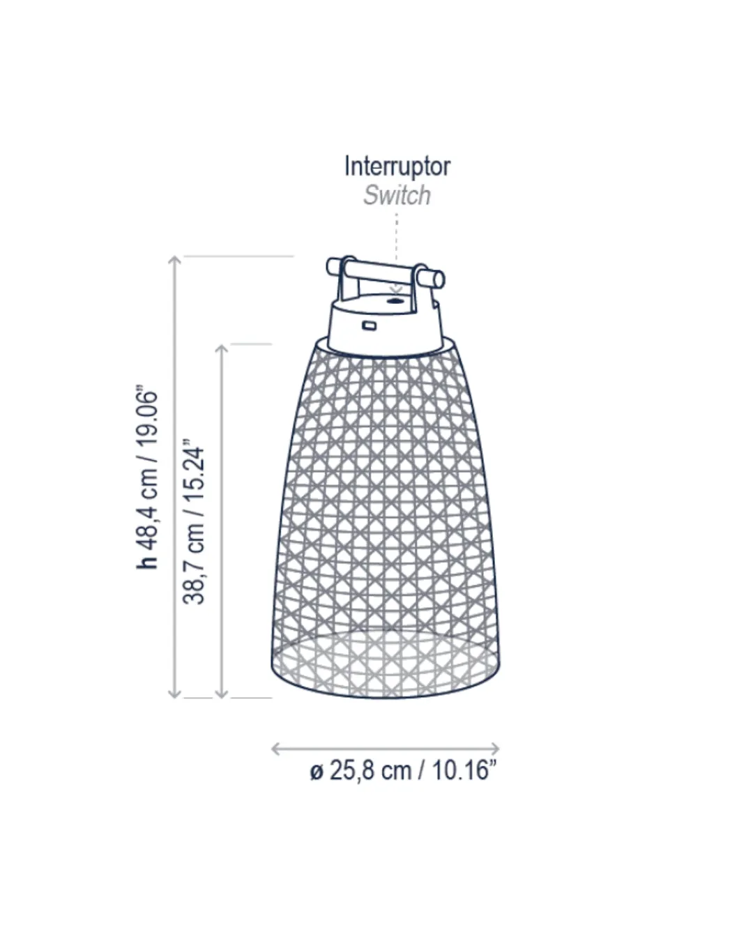 Exterior Woven Conical Portable Lamp